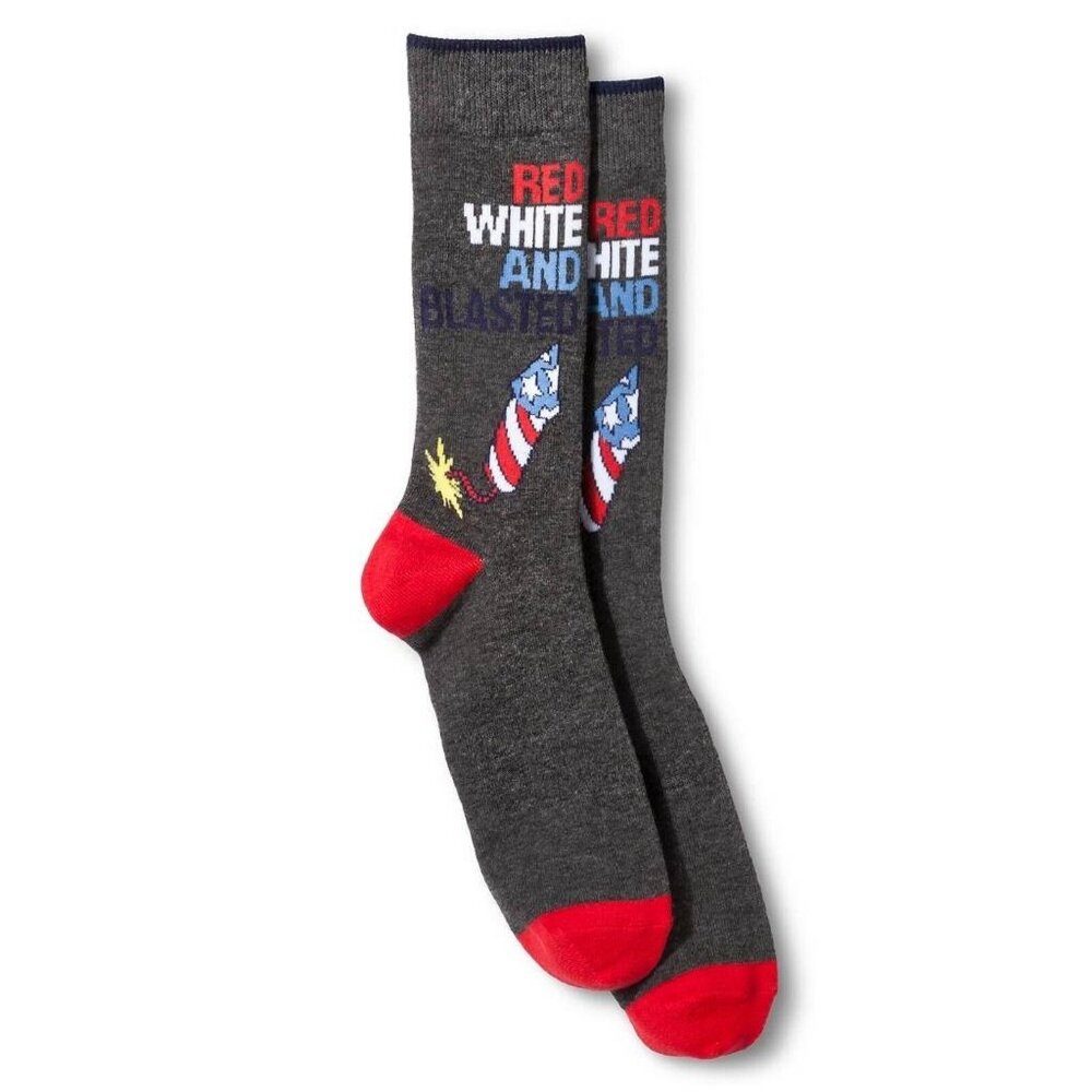 Mossimo Size M Crew Socks 4th of July Red White And Blasted USA Rocket Gray
